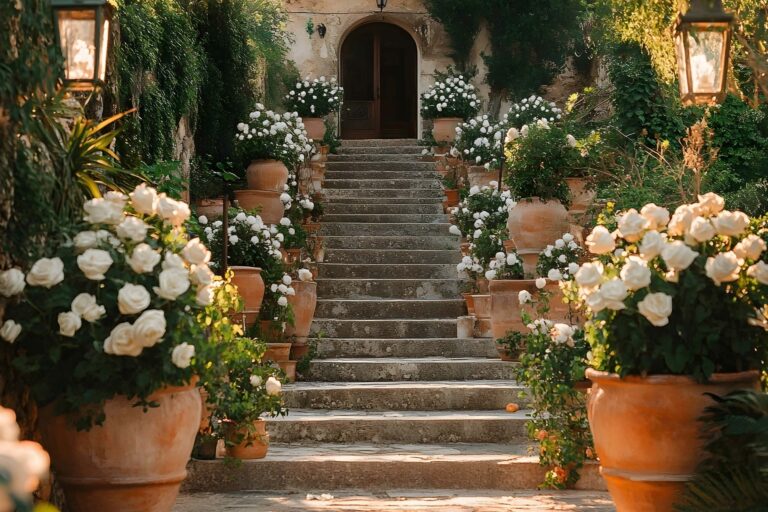 roses in pots